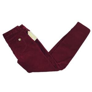 MICHAEL KORS Burgundy Corduroy Medallion Merlot Pants 2/ 26 NWT Midrise Ankle